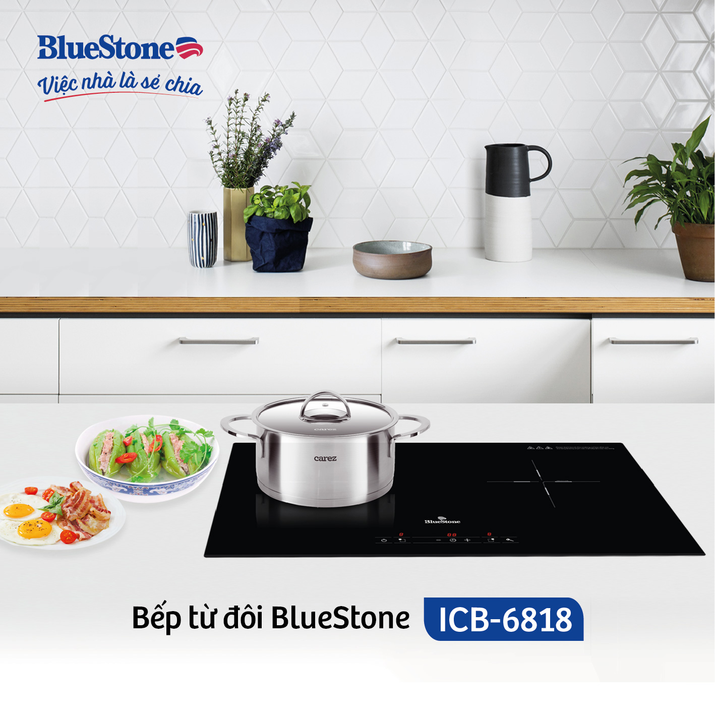 Bếp âm từ đôi BlueStone ICB-6818 (4000W) - Hàng chính hãng