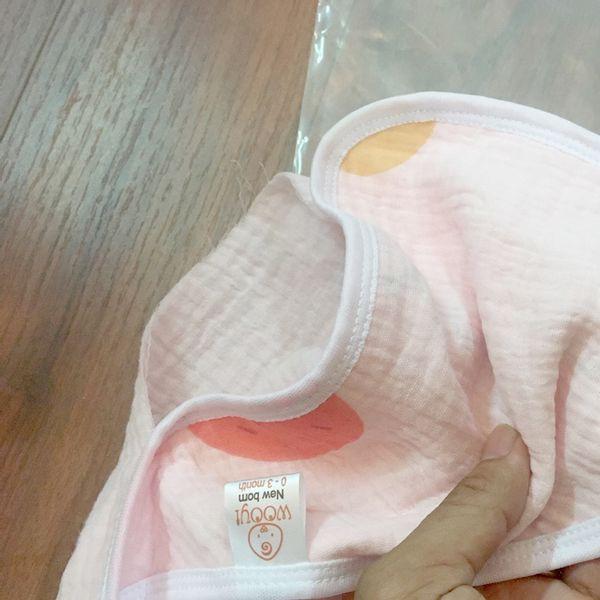 Chăn ủ có mũ 4 lớp nhăn WOOJY in hình 2 mặt cho bé