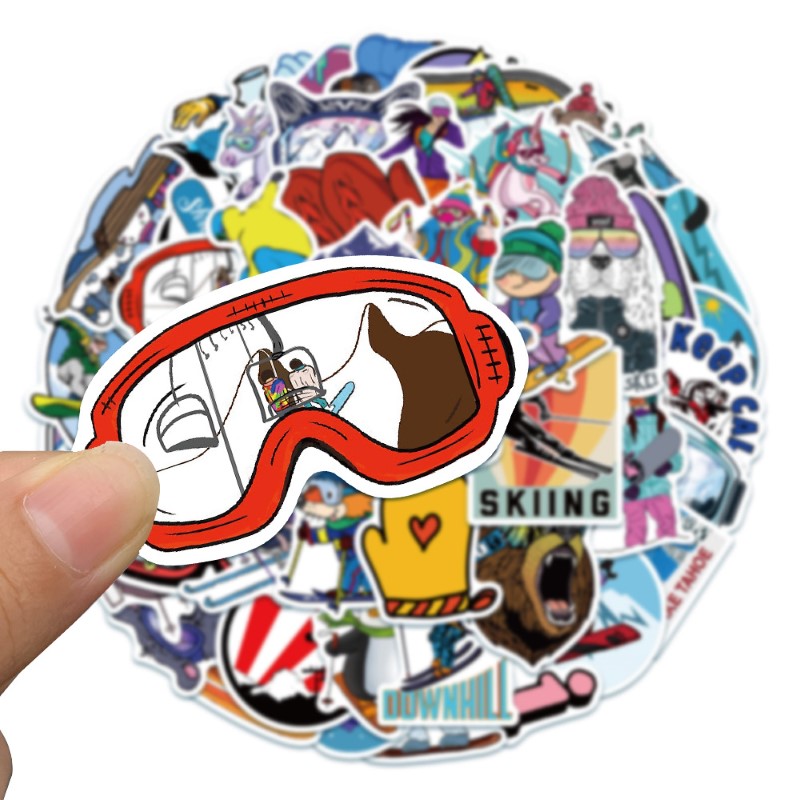 Sticker 50 miếng hình dán Skiing