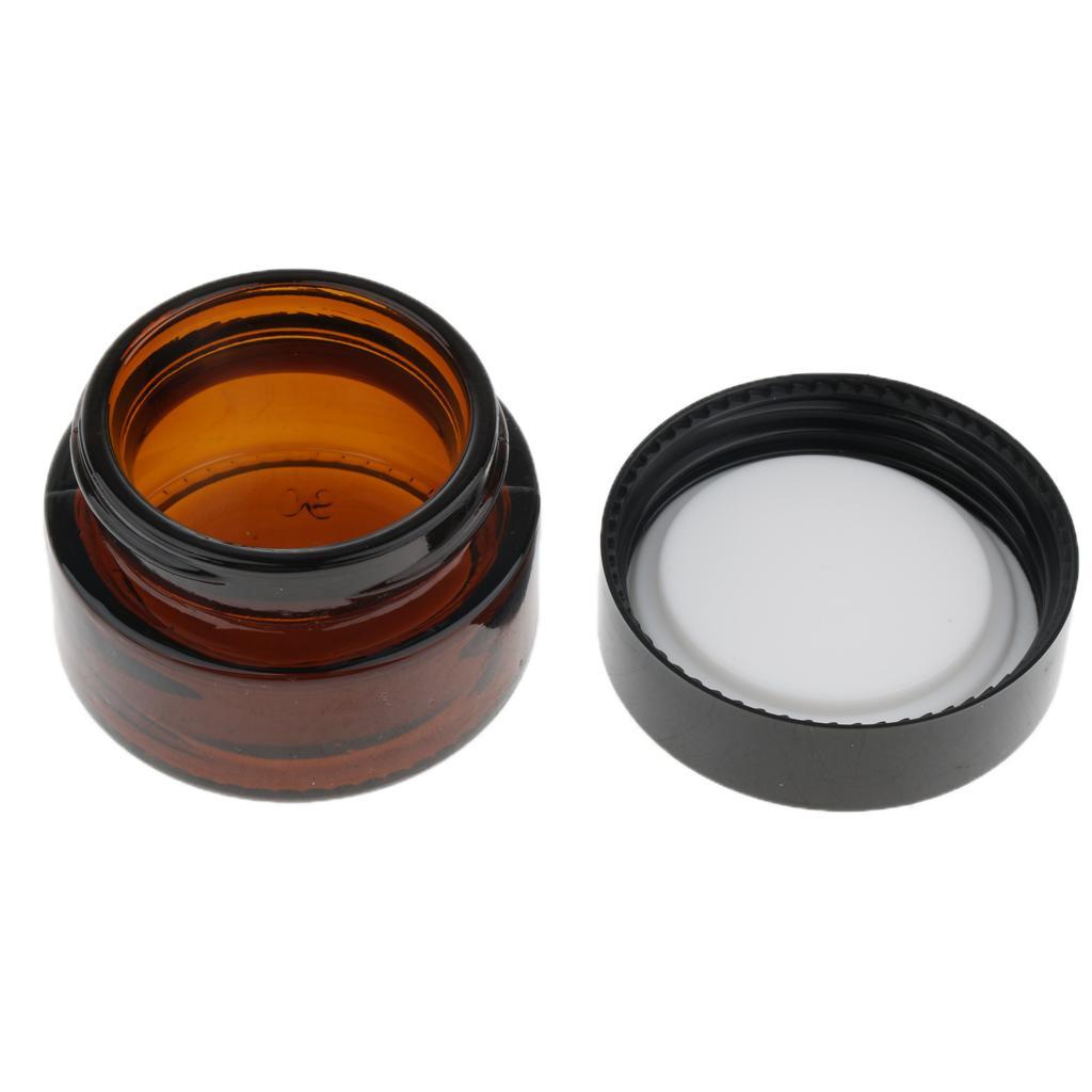 12 Pcs Empty Amber Glass Vials Jars For Cream Cosmetic Container Pot 15g
