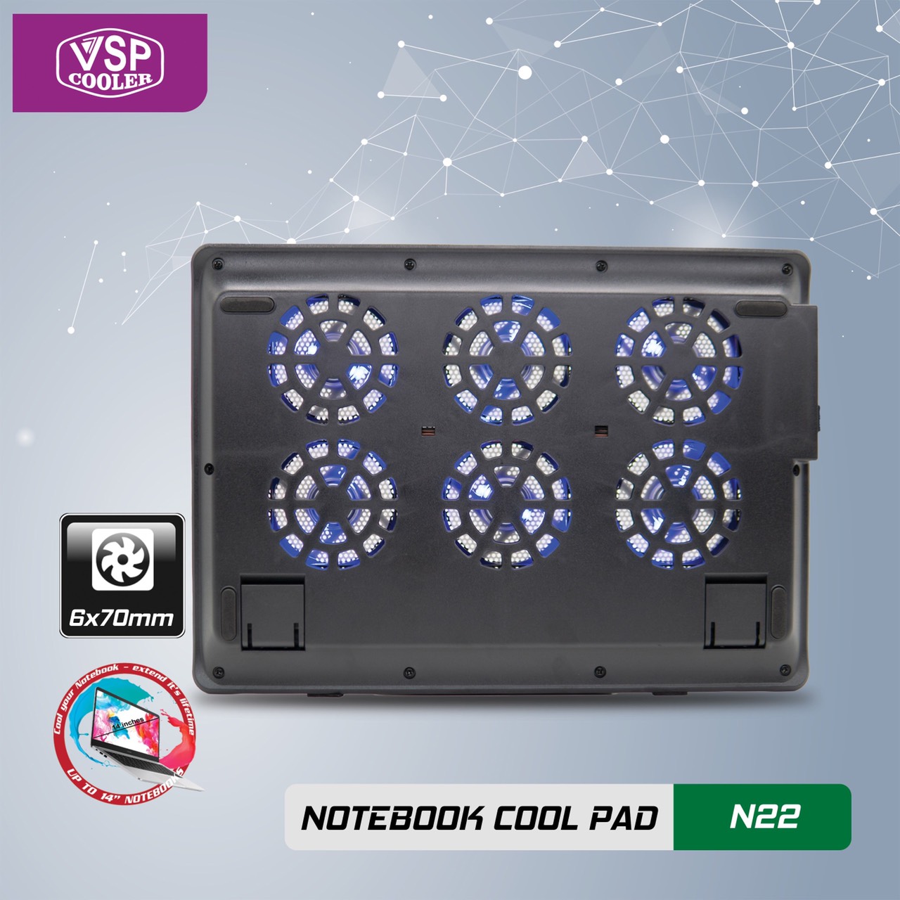 Fan VSP Cooler N22 (6*Fan 7cm - Hàng nhập khẩu