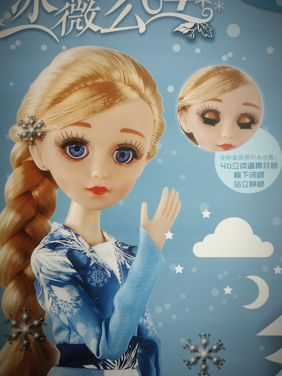 Búp bê nữ hoàng băng giá Frozen Elsa cao 37cm mắt ngọc nhắm - mở có khớp tay chân mặc váy bông tuyết lấp lánh kèm quyền trượng