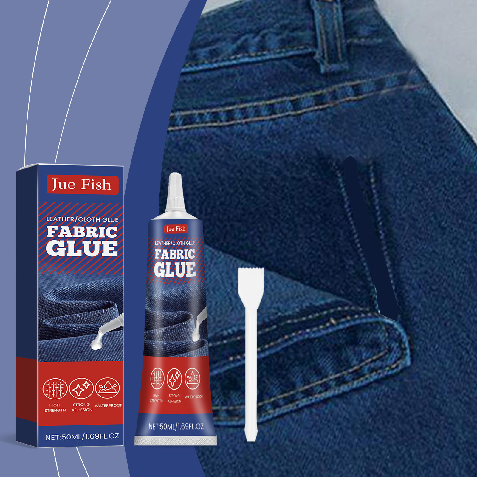 Keo Dán Vải Đa Năng Sửa Chữa Quần Áo, Đồ Vải JUE-FISH 50ml - Hàng Nhập Khẩu