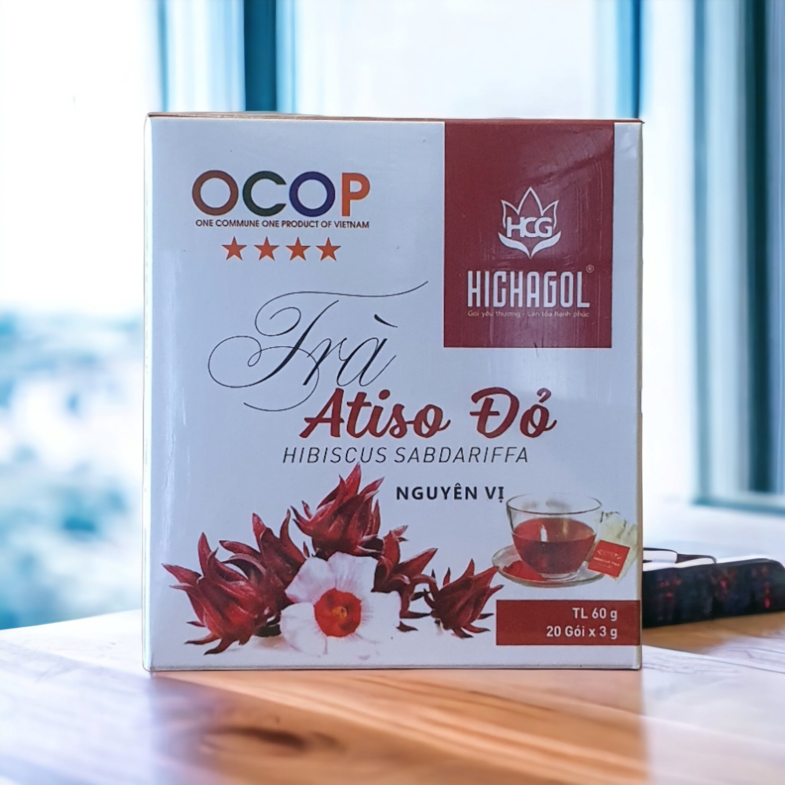 Trà túi lọc Atiso đỏ nguyên vị, hộp 20 gói. Hỗ trợ mát gan, bổ sung vitamin C....