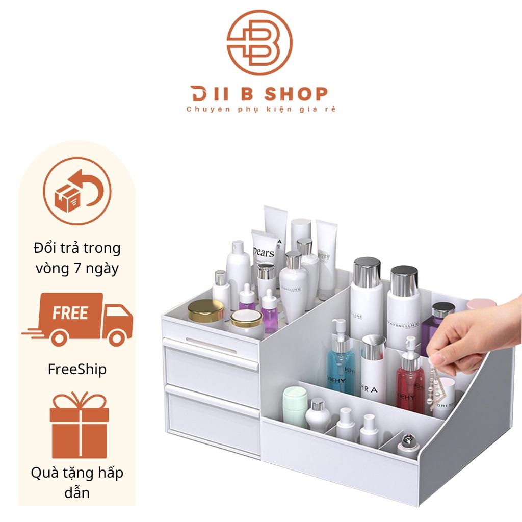 Kệ đựng mỹ phẩm 3 tầng 2 ngăn kéo, hộp đựng đồ trang điểm, makeup bằng nhựa cao cấp