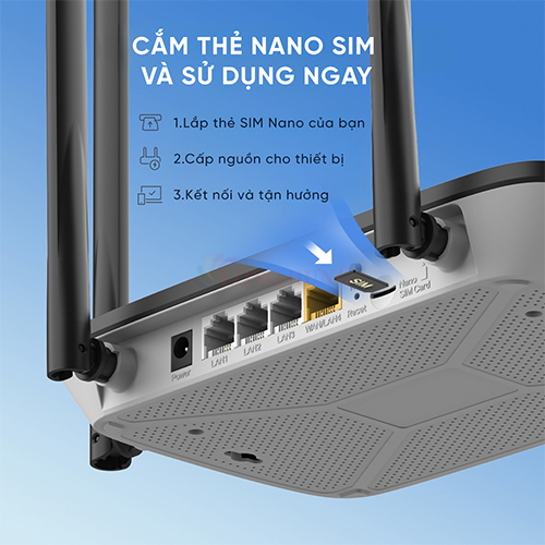 Router Wifi 4G LTE Mercusys chuẩn N 300 Mbps Wireless MB115-4G - Hàng chính hãng