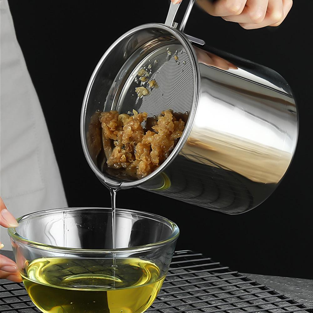 Ca Lọc Cặn Dầu Ăn Inox 304 1.5L Có Lưới Lọc Cặn Tiện Lợi