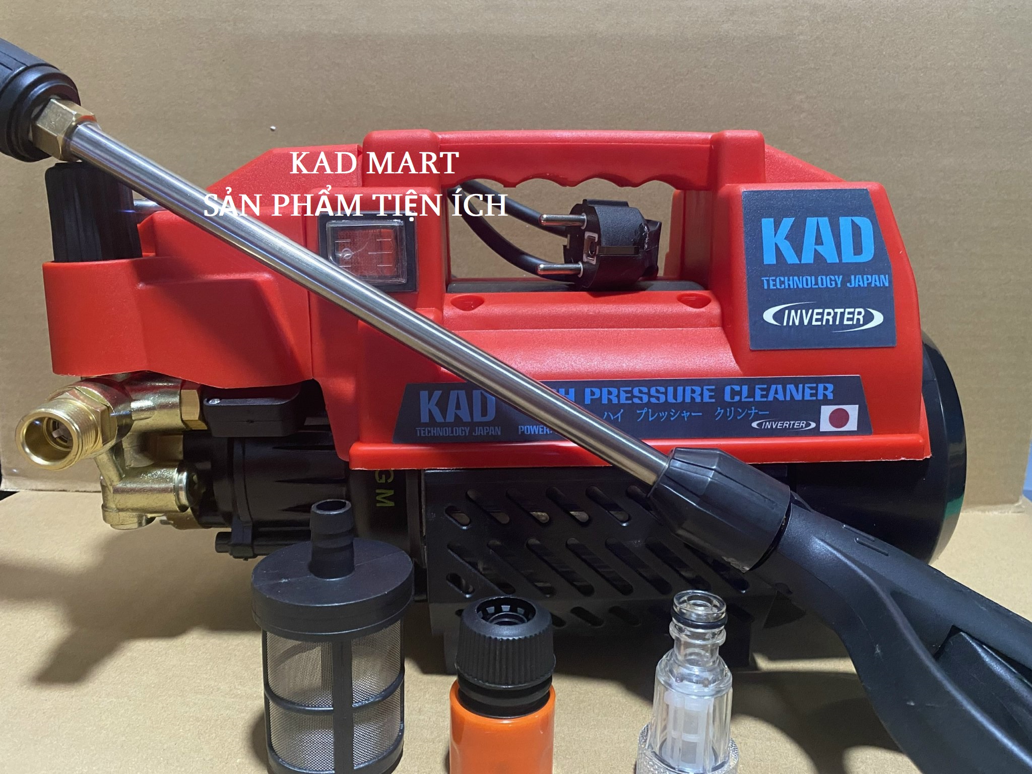MÁY RỬA XE KAD JAPAN CỰC MẠNH LÕI ĐỒNG 100%, CÓ CHỈNH ÁP, CÓ NGẮT TỰ ĐỘNG, TẶNG PHỤ KIỆN THEO MÁY ĐẦY ĐỦ, DÂY CAO ÁP 15M