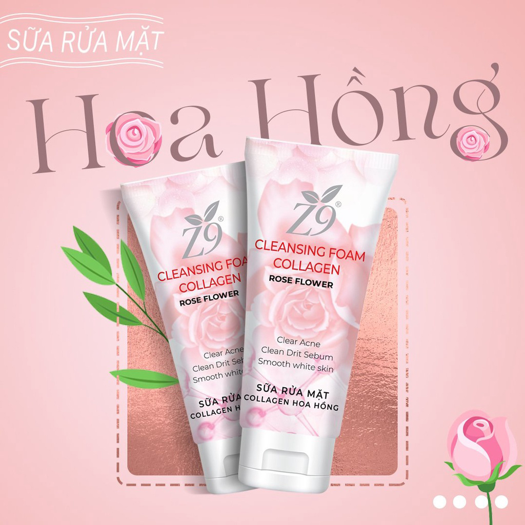Sữa Rữa Mặt Hoa Hồng Z9 Sạch bụi Bẩn Trắng Da Mịn Màng Giảm Viêm Mụn 150ml