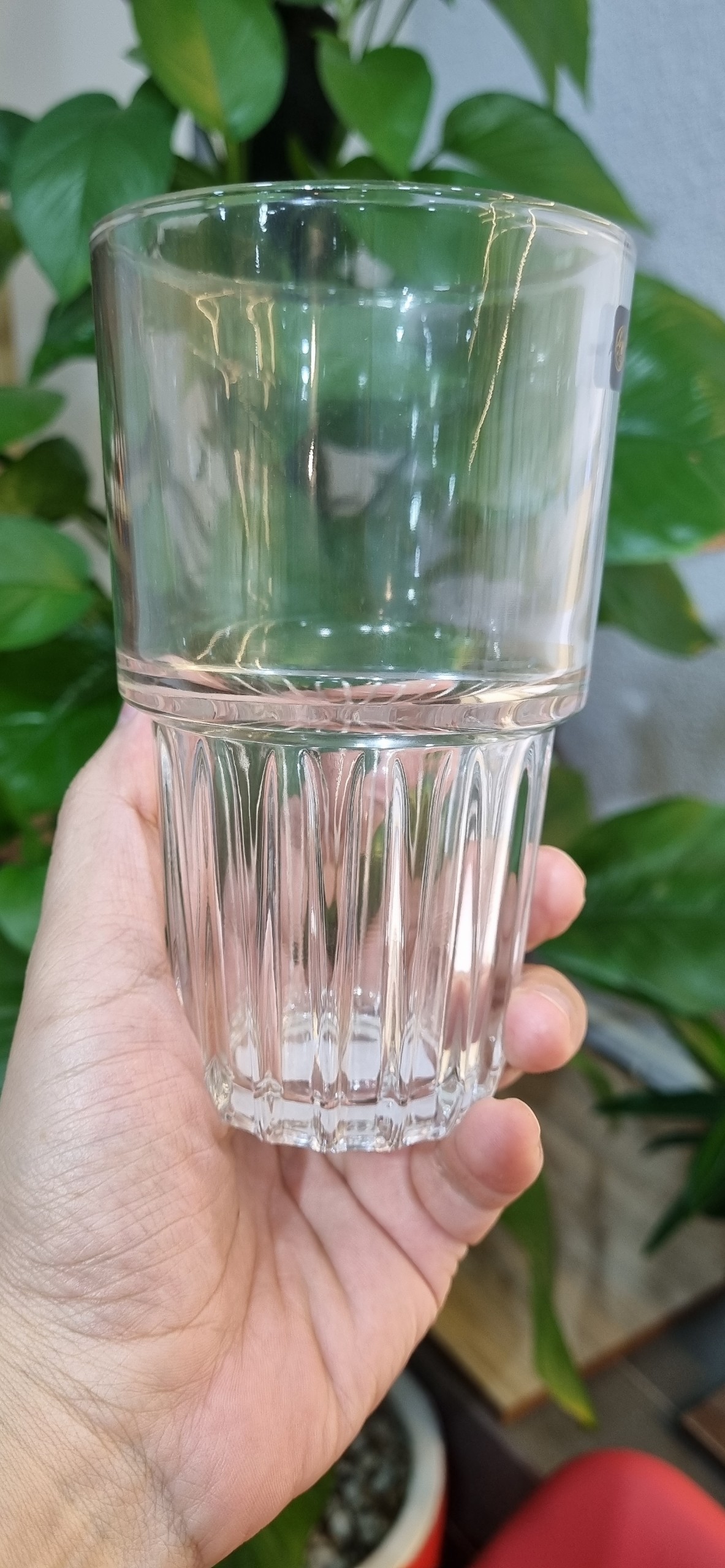 Ly thủy tinh khía lớn 2 tầng 480ML decor nước uống cực đẹp - Mã MP87147
