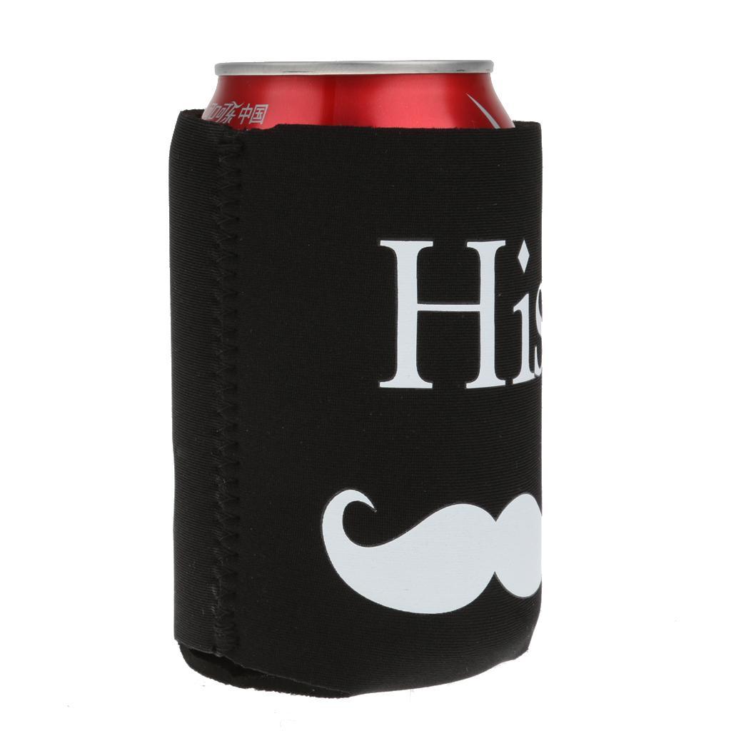1 Set of Neoprene Wedding Beer Bottle Tin Can Cooler " His & Her" Cup Sleeve Holder