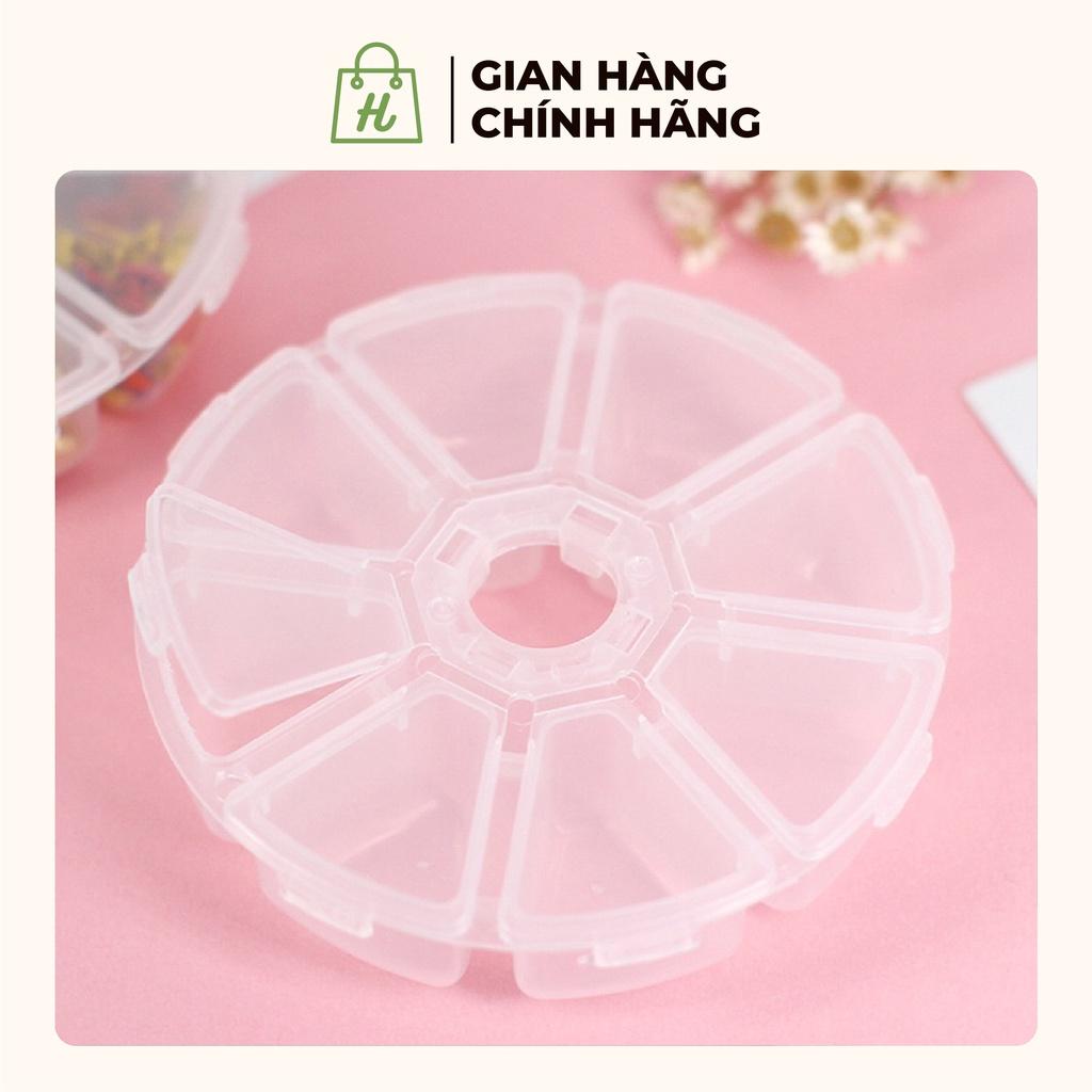 Hộp nhựa tròn 8 ngăn nắp bật Đường kính 10cm Hộp nhựa nhỏ đựng phụ kiện tiện lợi