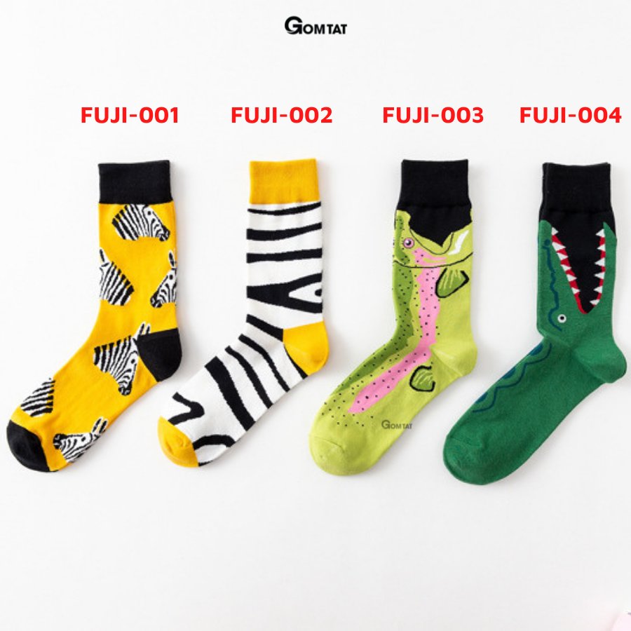 Tất Cổ Cao Nam Nữ GOMTAT Chất Liệu Cotton Cao Cấp, Vớ Cao Cổ Unisex Họa Tiết Hình Thú Dễ Thương - FUJI