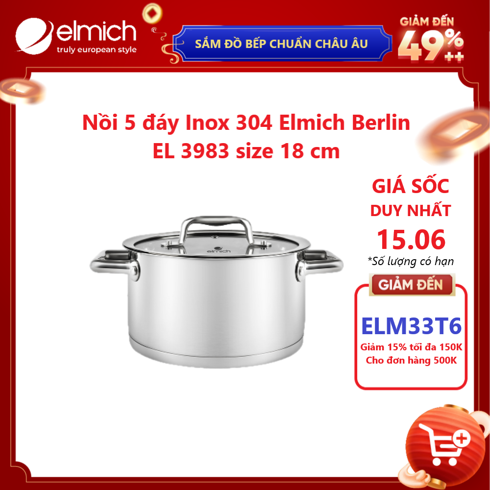 Nồi 5 đáy Inox 304 Elmich Berlin