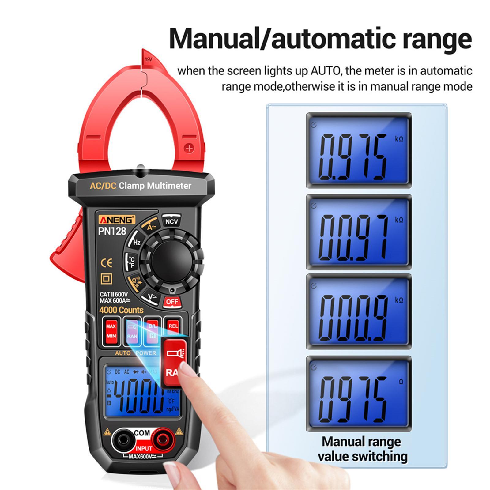 Digital Clamp Meter Voltage Tester Backlight Screen Non-contact Ncv,Resistance Voltage Meter Tool for Cars Troubleshooting Household Outlets