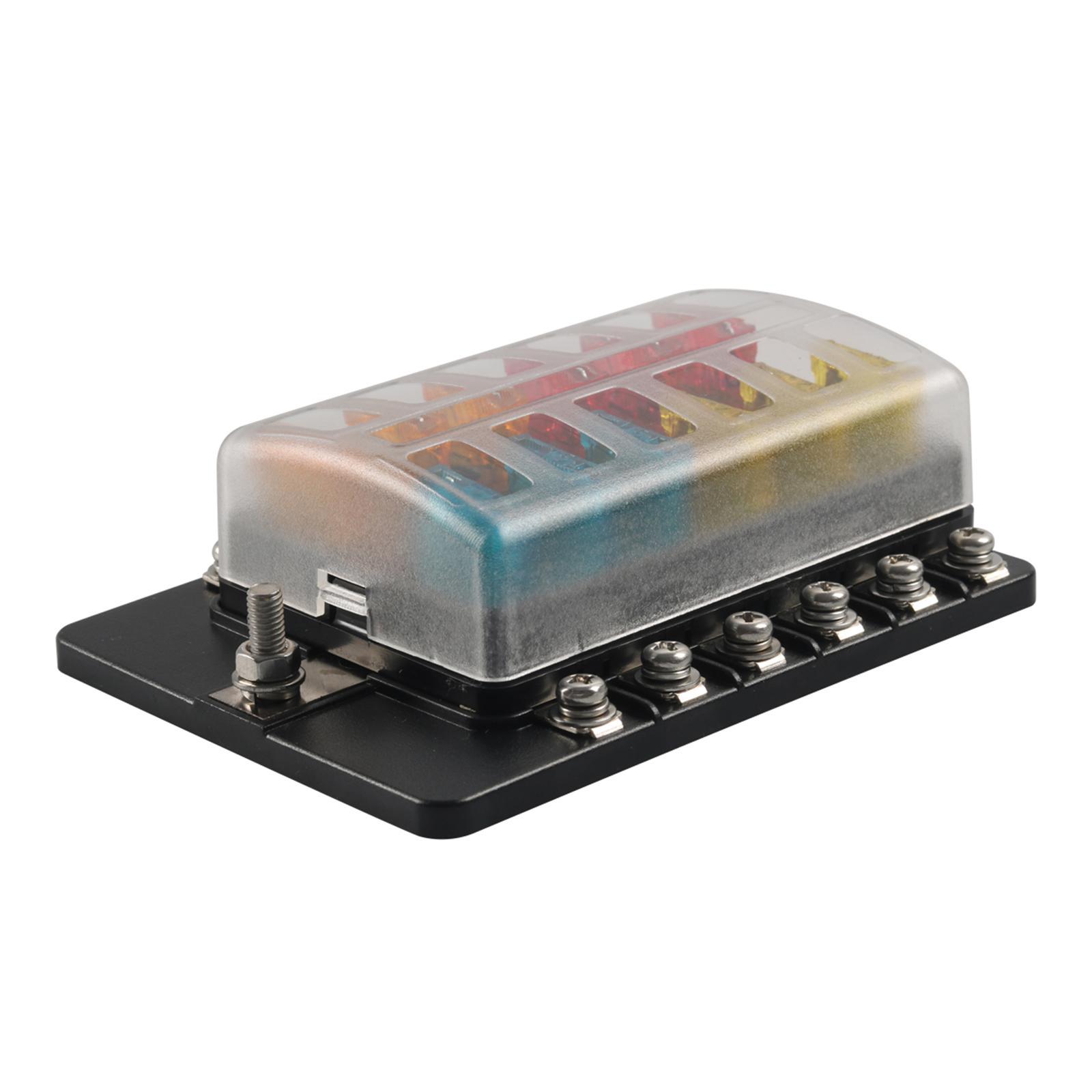 12 Way  Fuse Block 12 Circuit Fuse Box Holder for Truck Boat Marine RV