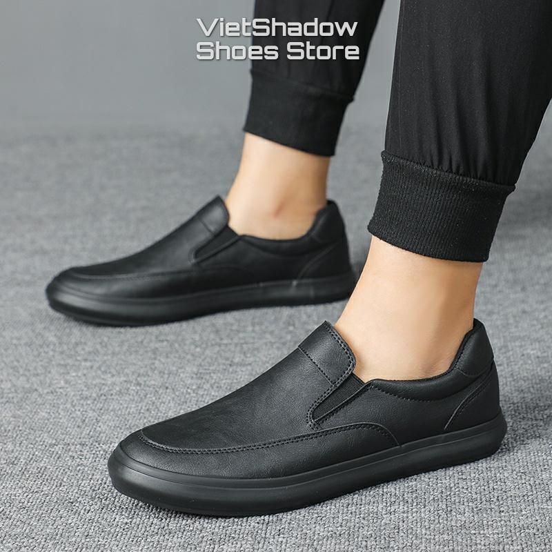 Slip on, giày lười nam thương hiệu BAODA - Chất liệu da PU, đế cao su 3 màu trắng, đen, ghi - Mã SP 22441