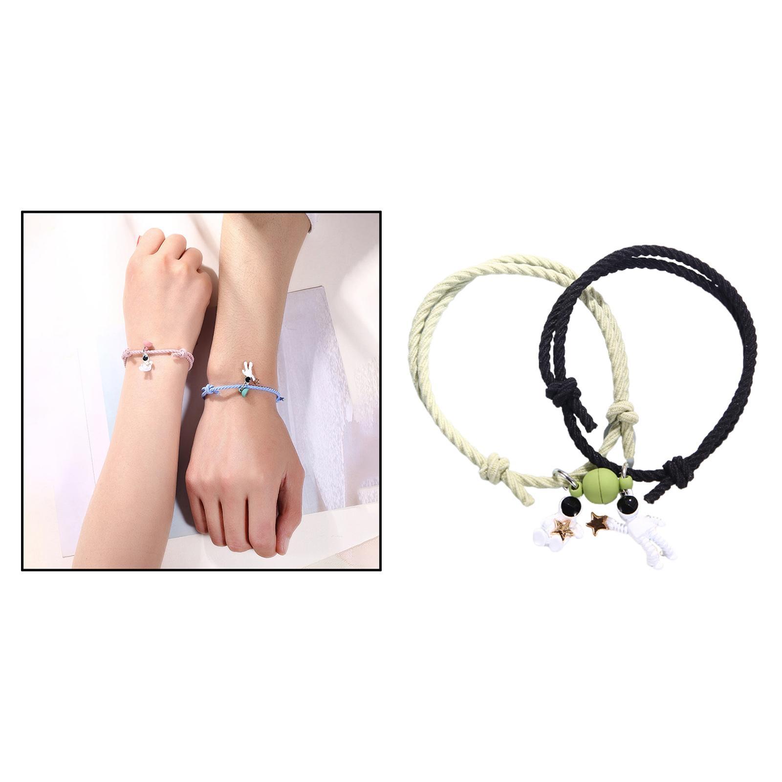 2x2Pcs Magnet Couple Spaceman Astronaut Bracelet for Couple Valentine's Day E