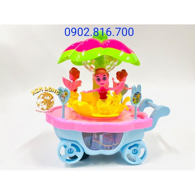 Đồ chơi lồng đèn trung thu cho bé gái hì nàng tiên cá - kitty - Doremon xoay đèn có pin nhạc đèn