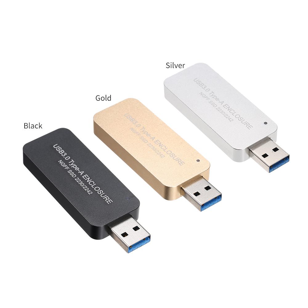Cổng USB M.2 NGFF SSD 2230/2242 USB3.0 Type-A di động, vỏ bọc SATA SSD, tốc độ cao