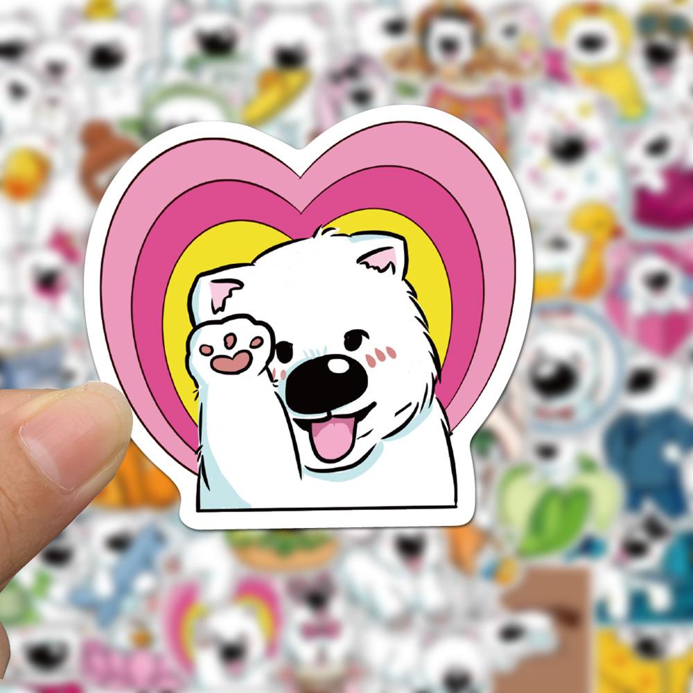 Sticker chó samoyed chibi hoạt hình cute trang trí mũ bảo hiểm,guitar,ukulele,điện thoại,sổ tay,laptop-mẫu S33