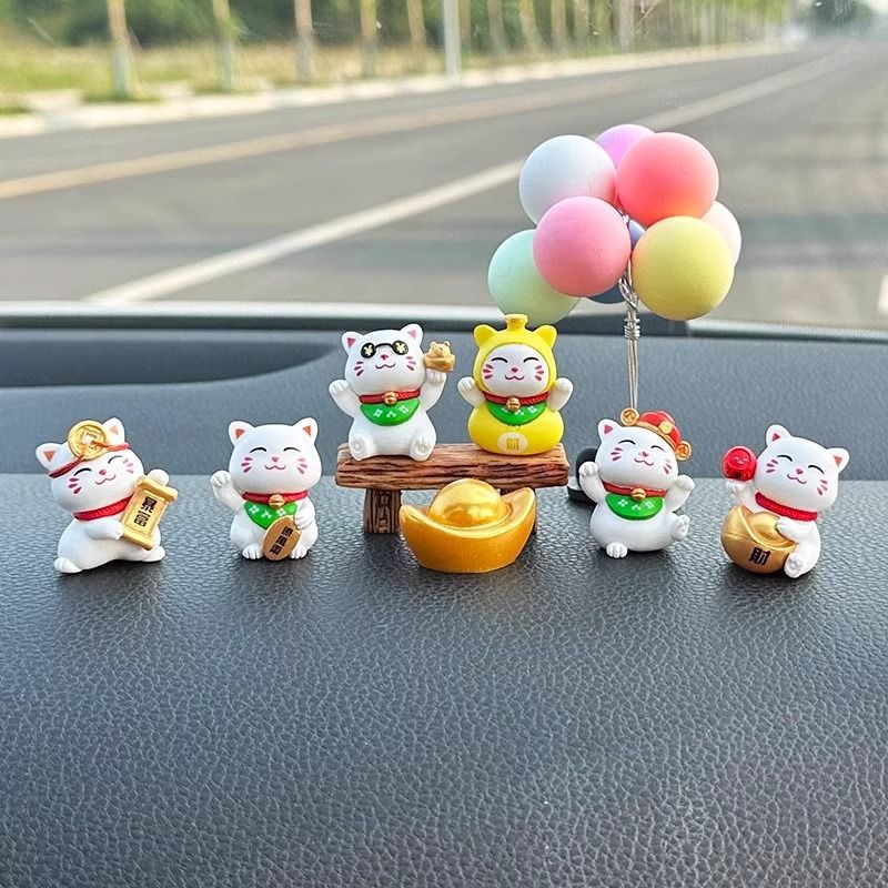 Bộ 6 chú Mèo lucky mini Trang Trí Tiểu Cảnh Decord Ô tô arthouse_ Hàng chính hãng