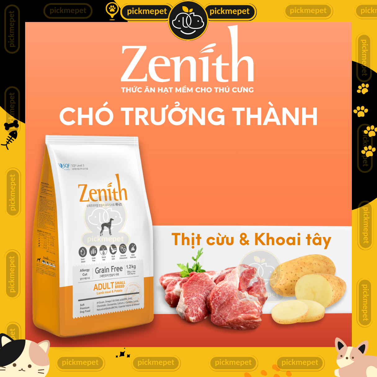 [Túi 3kg] Hạt Mềm Zenith Adult Cho Chó Trưởng Thành