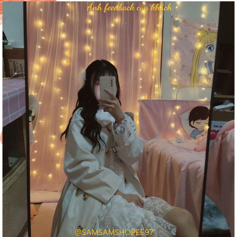 Áo khoác Trendcoat màu trắng có đai phong cách Hàn Quốc (Kèm Ảnh Thật