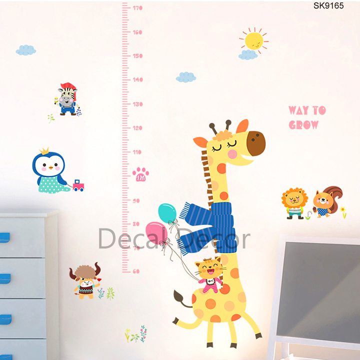 Decal dán tường thước đo chiều cao cho bé hình chú hươu dễ thương - Trang trí decor phòng cho bé - Quà Tặng sinh nhật cho trẻ
