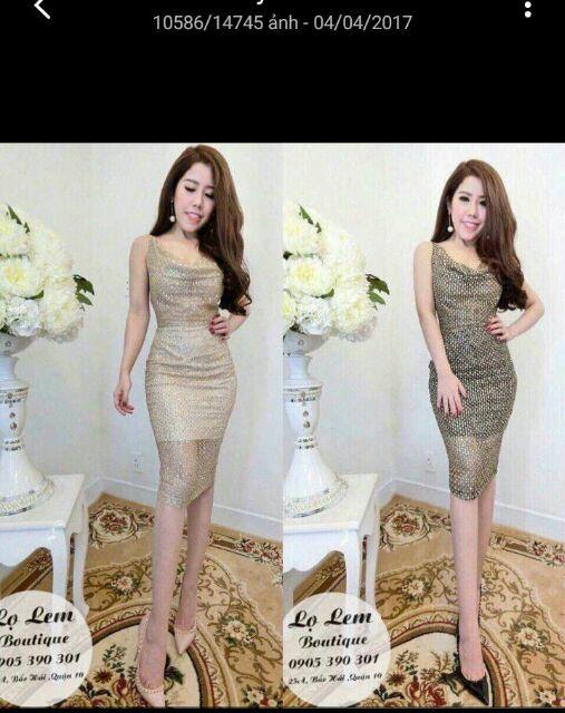 Đầm body 2 dây cổ đỗ