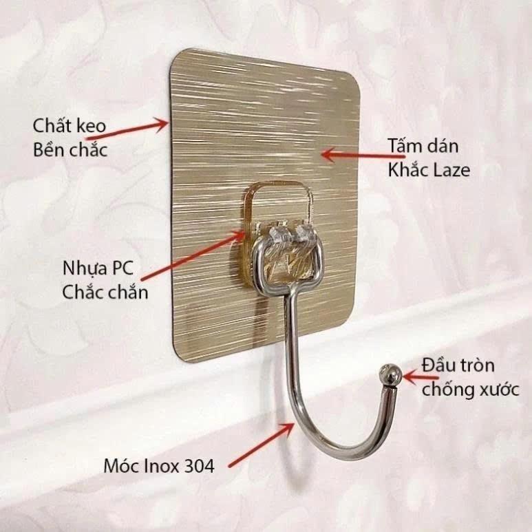 Set 10 Móc dán tường màu vàng và mầu đen siêu dính và 10 Móc Treo Vật Dụng Dán Tường