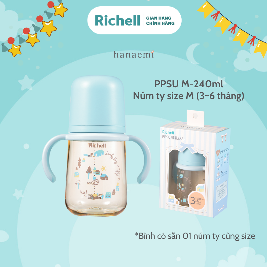 Bình sữa RICHELL Hanaemi Nhật Bản PPSU và Thủy tinh | Baby