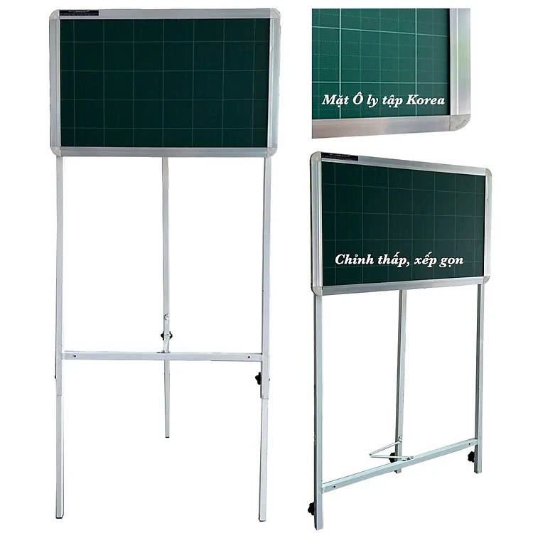 Bảng Flipchart 3 chân viết phấn từ Hàn Quốc Bavico-Kích thước 40x60cm-Có in ô ly tập-Giúp bé luyện chũ