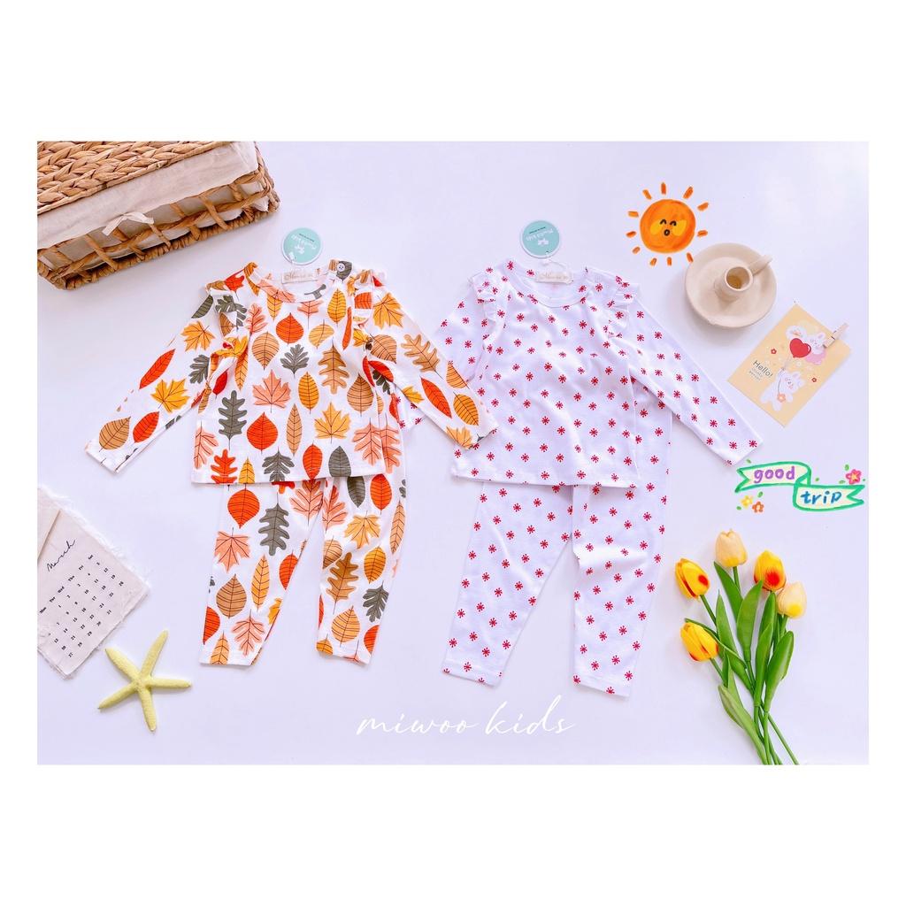 Bộ Dài Cotton Bozip Miwoo Kids Phối Cánh Tiên Vai Cho Bé Gái Size 7-20kg