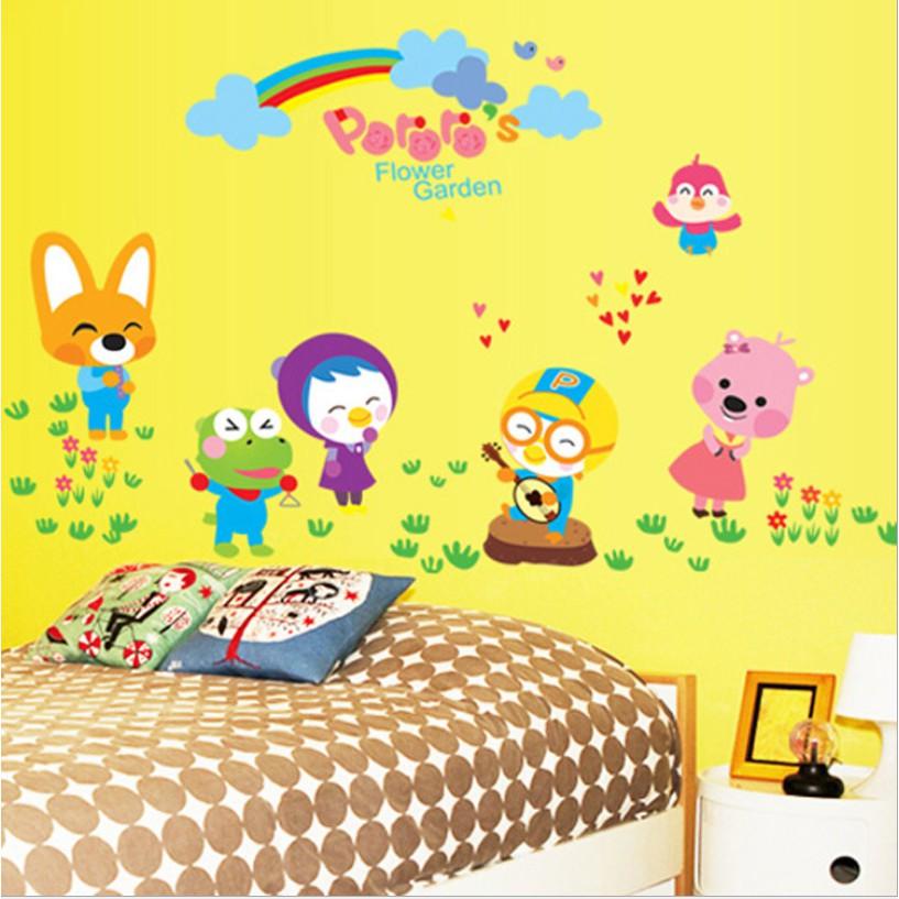 Decal trang trí tường - Gấu thỏ vui chơi sắc màu cùng bé