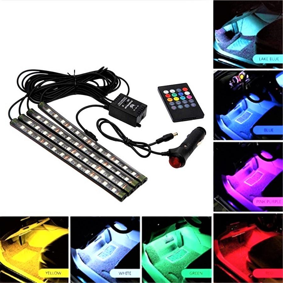 Đèn gầm ghế 4 led kèm điều khiển đổi màu hiệu ứng cực đẹp trang trí nội thất ô tô loại tốt
