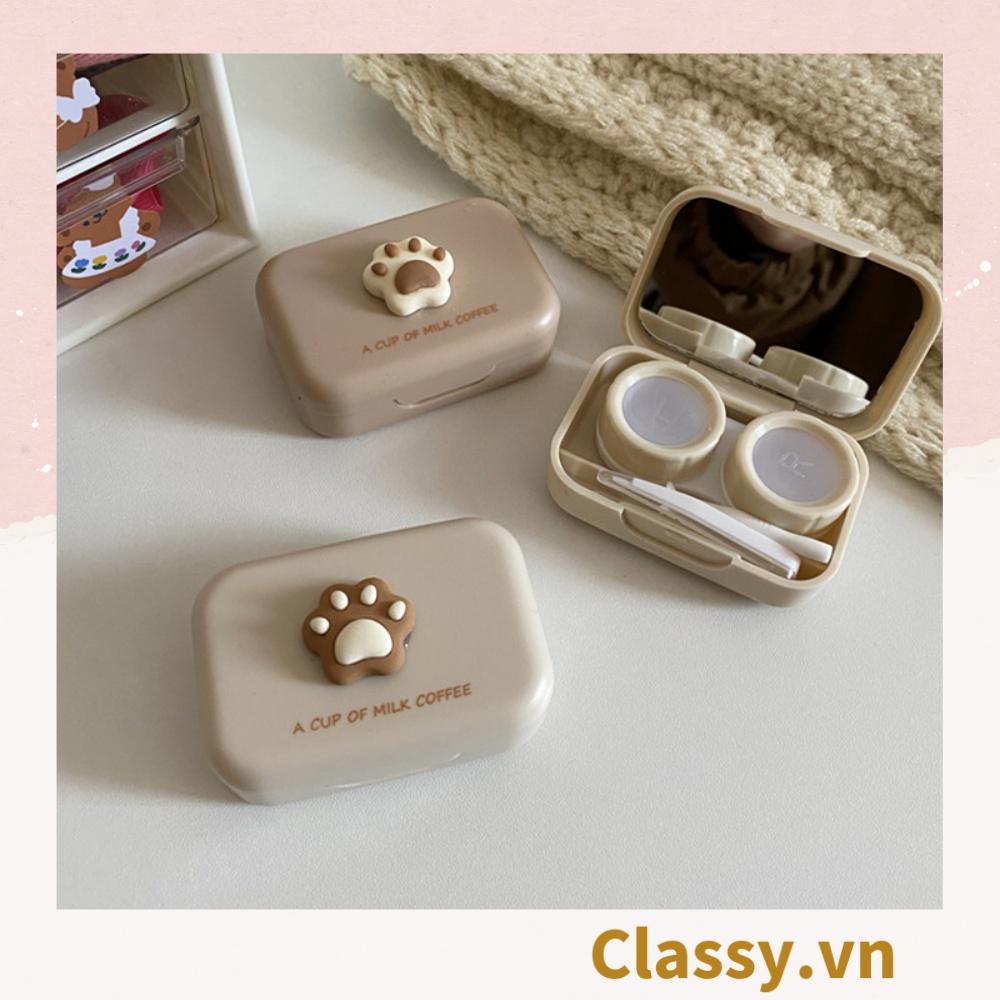 Hộp đựng kính áp tròng Classy chân chó, 1 khay đựng lens, có gương soi PK1301