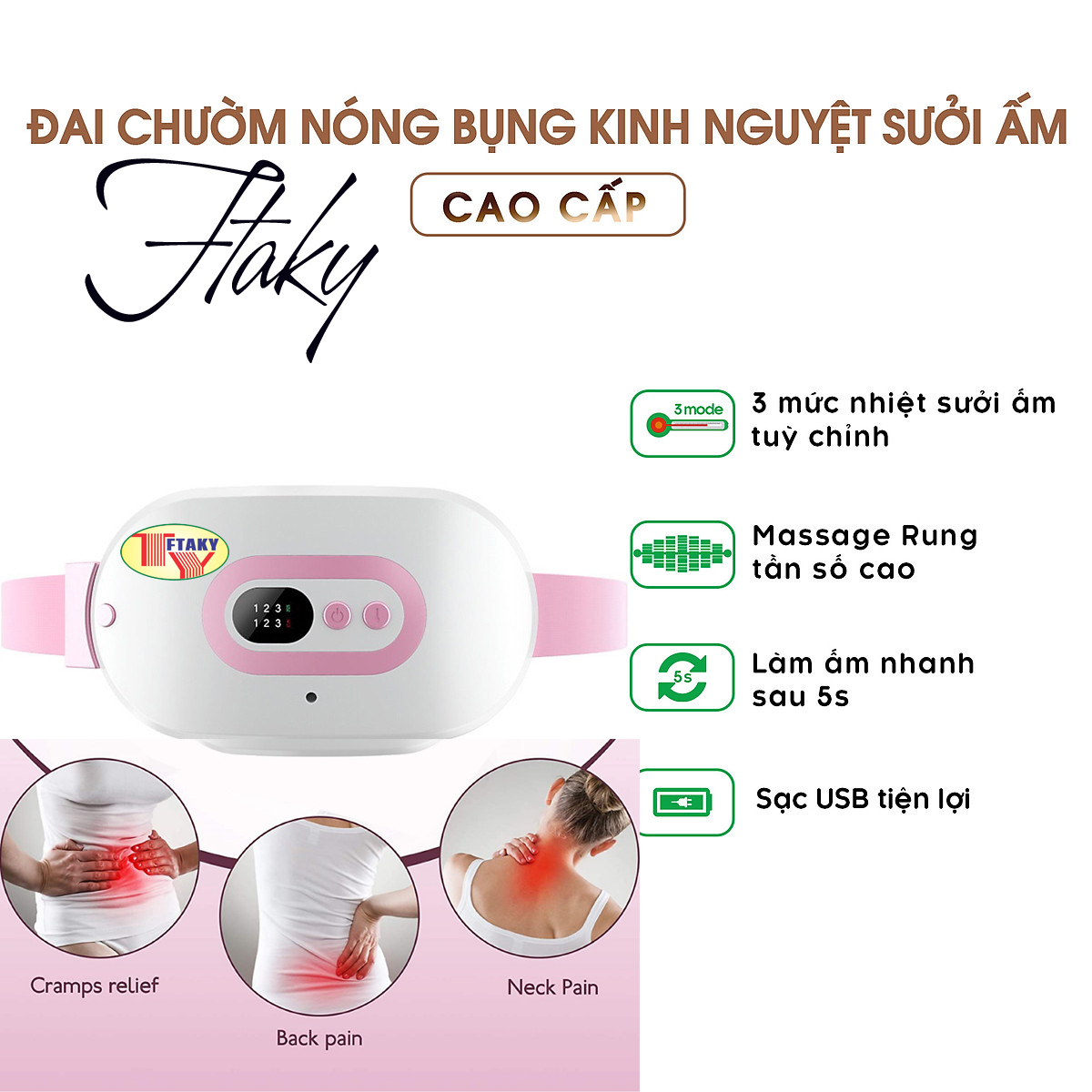 Đai hỗ trợ Giảm Béo, Giảm Đau Kinh Nguyệt, Sưởi Ấm Bụng, Massage, SUPER BELT Rung, Nóng Và Xung Điện EMS, Công Nghệ Nhật Bản