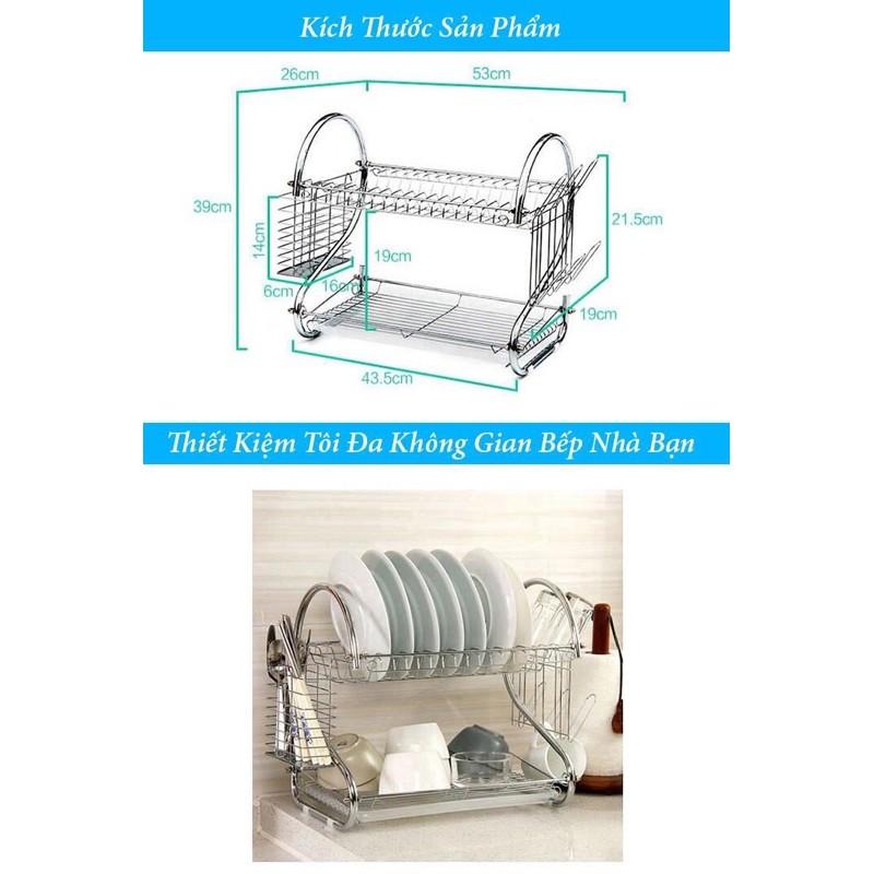 Kệ úp bát đĩa inox 2 tầng tiện lợi
