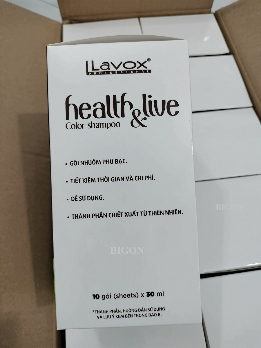 (Đủ Màu) Hộp 10 Gói Dầu Gội Nhuộm Tóc Đen &amp; Nâu Phủ Bạc 100% Thảo Dược Siêu Dưỡng LAVOX 30ml