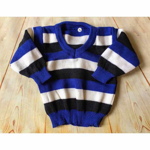 Combo 2 áo len sọc chui cổ tim cho bé