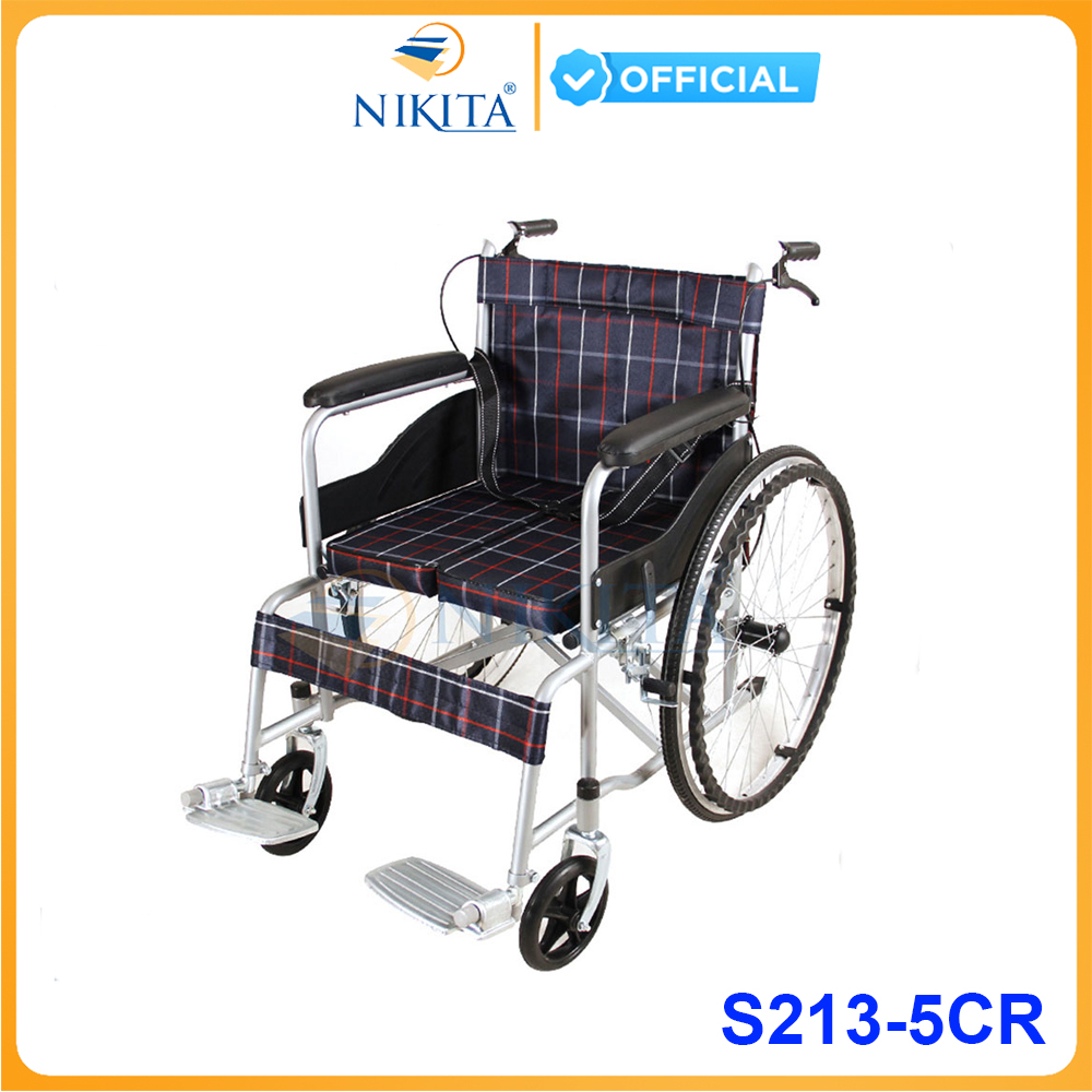 Xe lăn đa năng có bô vệ sinh, có thắng NIKITA S213-5 dành cho người khuyết tật, bệnh nhân, người già 2024