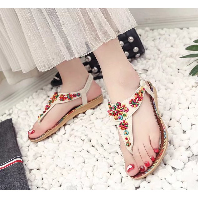 Giày Sandal Quai Kẹp Da Cao Cấp Kiểu Thổ Cẩm NineRed DTT006