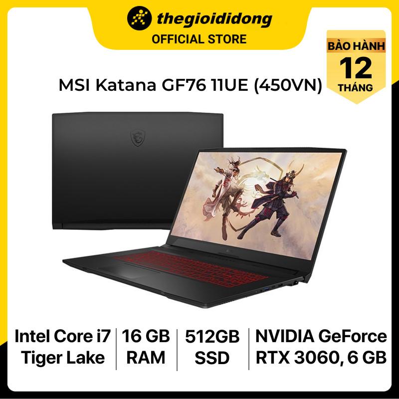 Laptop MSI Katana GF76 11UE i7 11800H/16GB/512GB/6GB RTX3060/17.3&quot;F/144Hz/Balo/Chuột/Win11/(450VN)/Đen - Hàng chính hãng