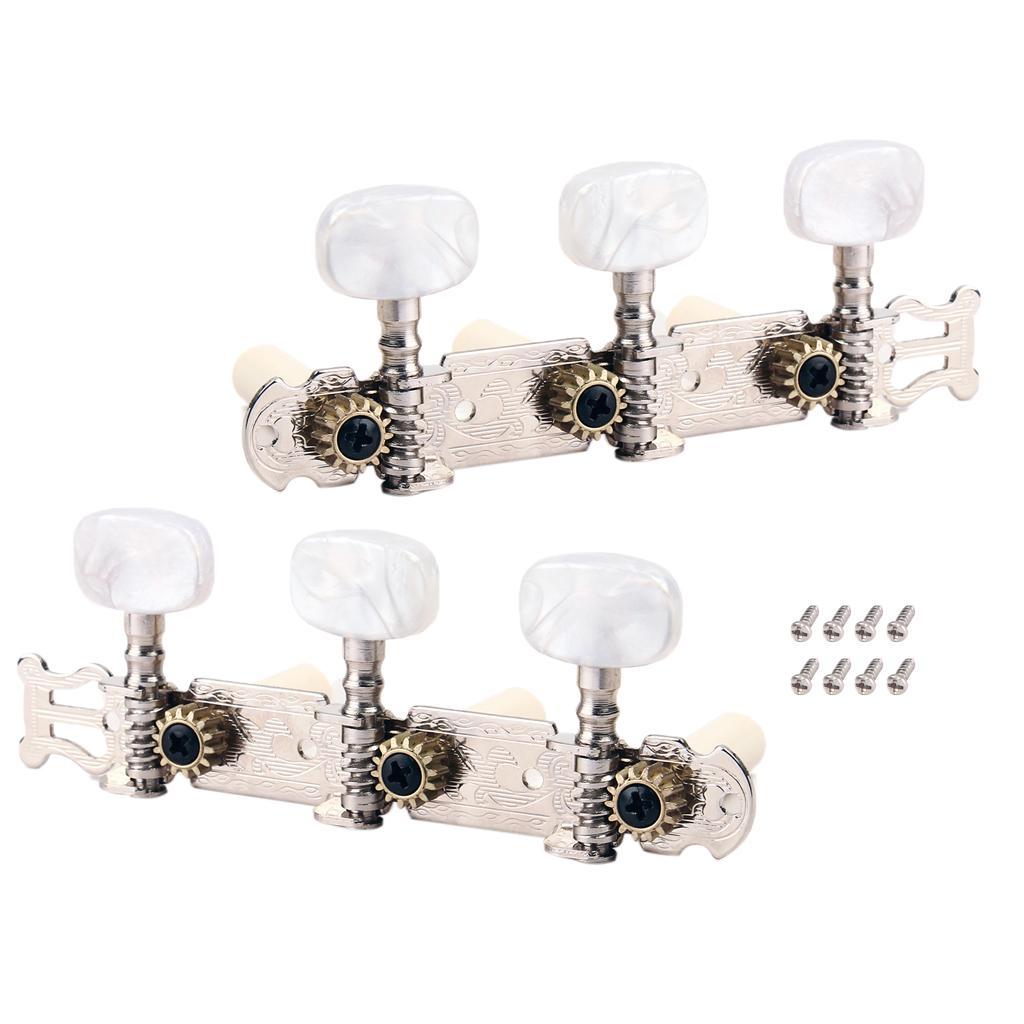 Classical Guitar Tuner Tuning Keys Pegs Machine Heads Complete Set Chrome