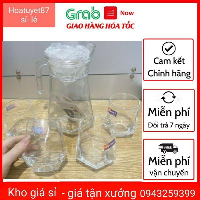 Bình thủy tinh lục giác miệng rót 1200ml