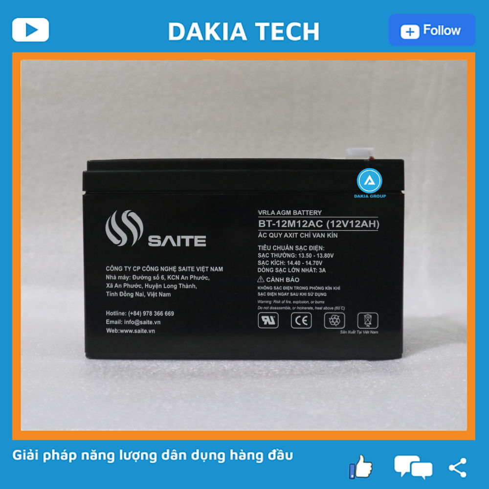 Ắc quy Saite 12V 12Ah Model BT-12M12AC