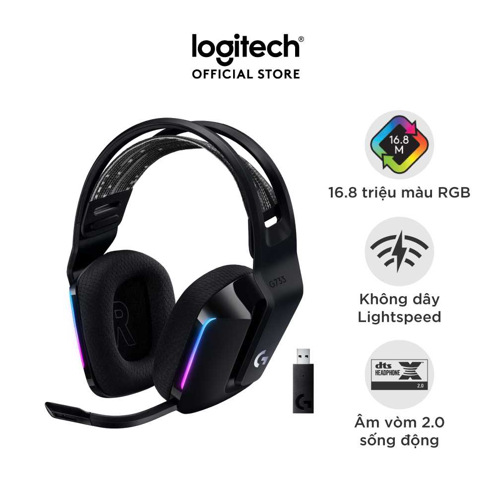 Tai nghe Gaming Logitech G733 LIGHTSPEED Wireless 7.1 RGB - Hàng Chính Hãng