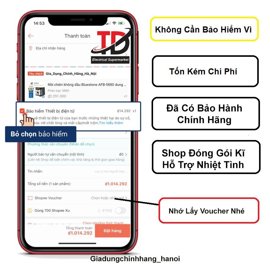 Bếp Nướng Điện Bluestone EGB-7418 Công Suất 1500 W, Phủ Ceramic Chống Dính, Hàng Chính Hãng