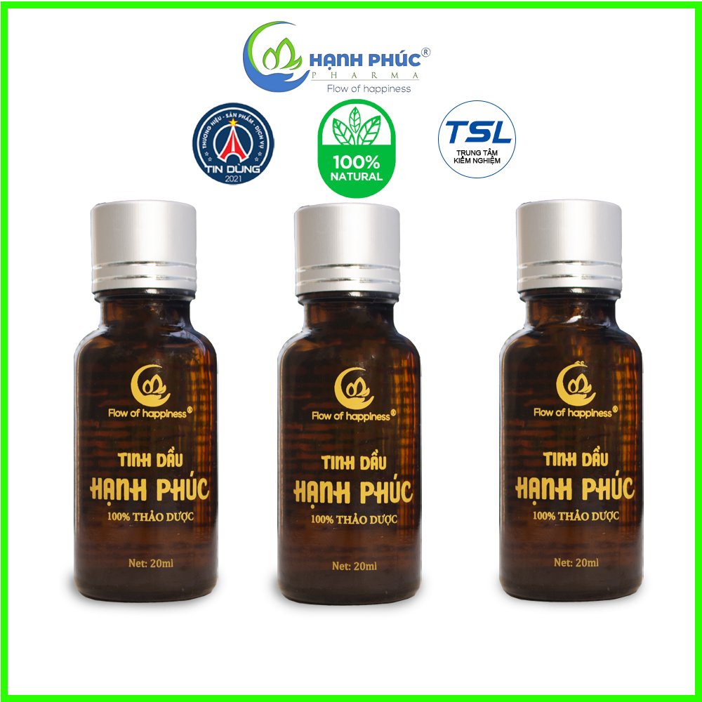 Combo 3 Lọ Tinh Dầu Hạnh Phúc Xông Phòng Hỗ Trợ Làm Sạch Không Khí Đuổi Muỗi 20ml